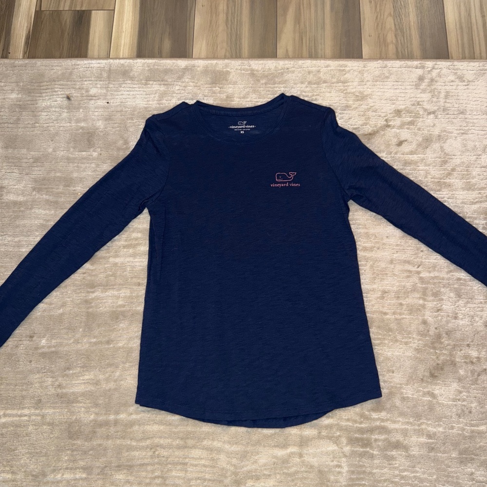 Navy and Pink Vineyard Vines Long Sleeve